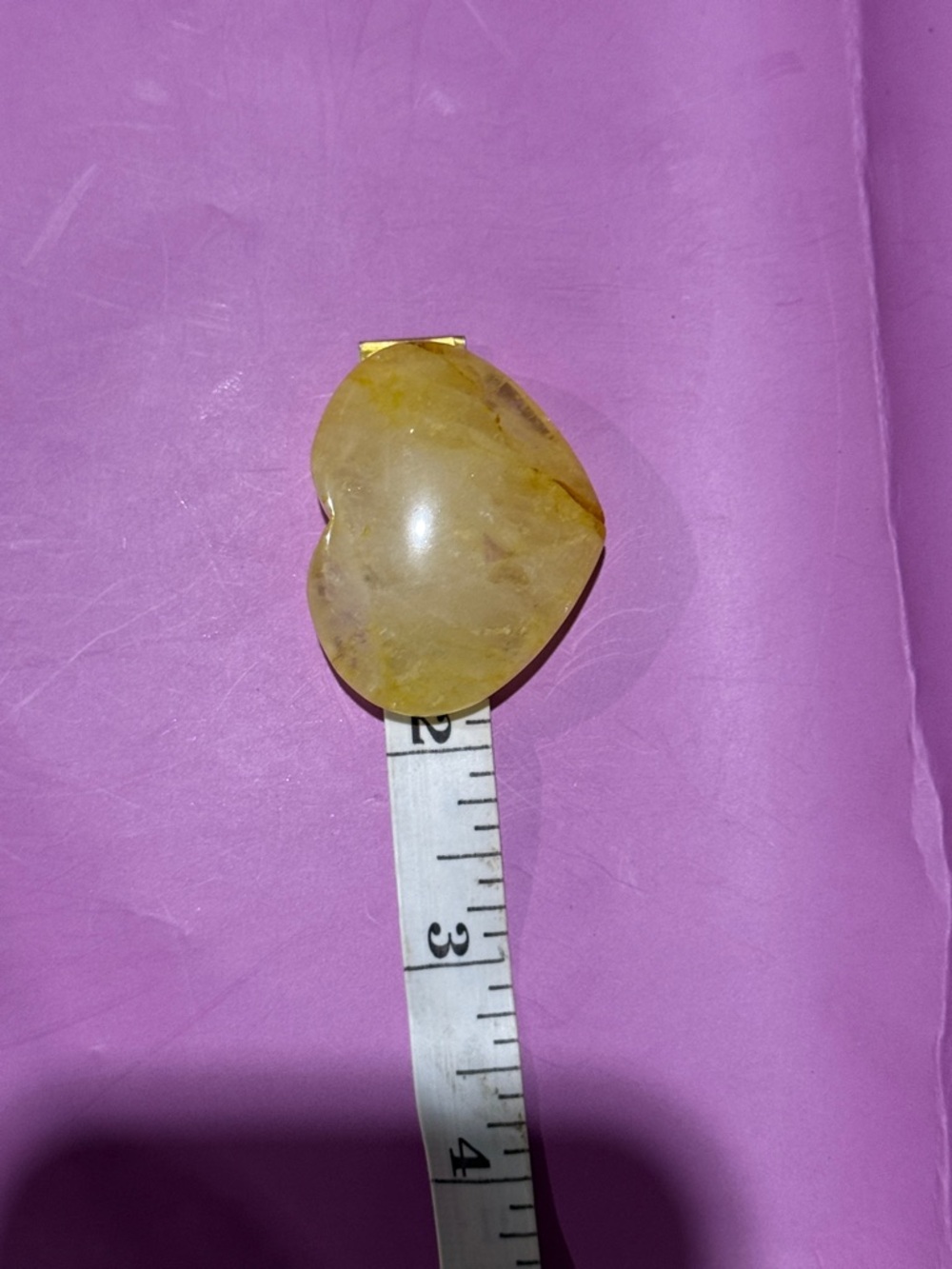 Yellow Heart-Shaped Crystal Palm Stone - Picture 6 of 6